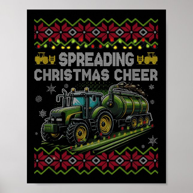 Spreading Christmas Cheer Farming Tractor Ugly Swe Poster (Vorne)