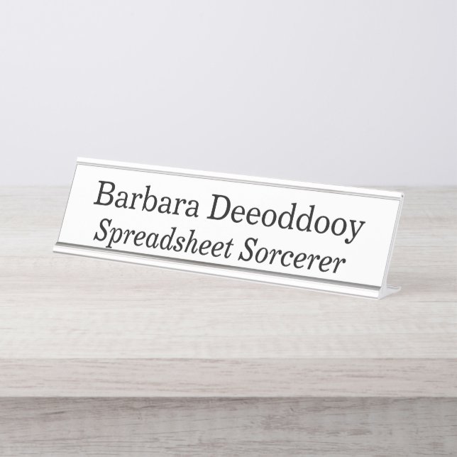 Spreadsheet Sorcerer White Schreibtischnamensplakette (Vorderseite )