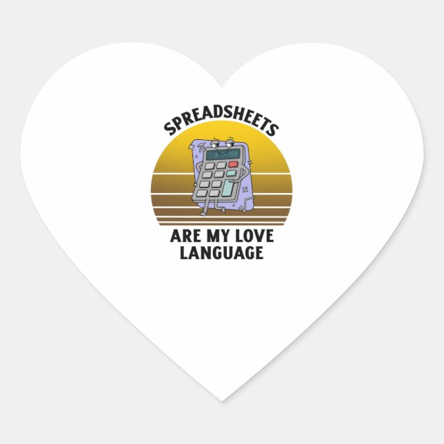 Spreadsheets are my love language Herz-Aufkleber (Vorderseite)