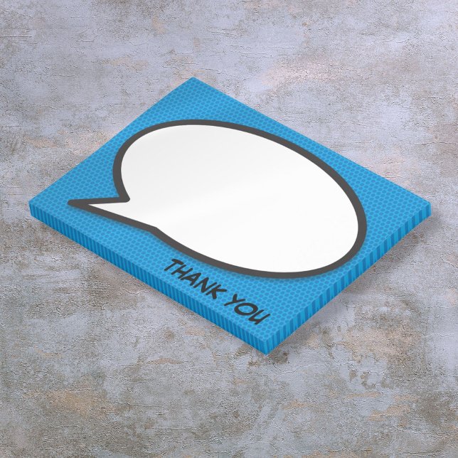 Sprechblase Comic blau Danke Post-it Klebezettel (Comic Book Speech Bubble Blue Thank You Post-it Notes)