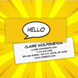 Sprechblase HELLO Lustiges Retro-Comic-Book Mini Visitenkarte