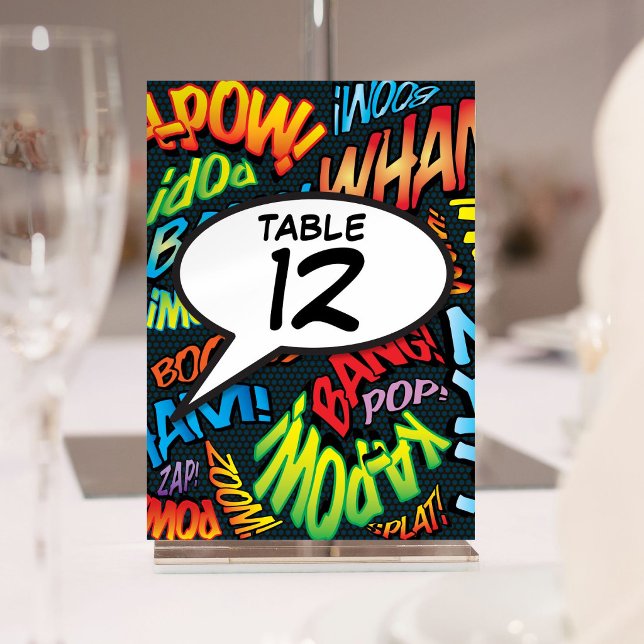 Sprechblase Spaß Retro Comic Buch Tischnummer (Speech Bubble Fun Retro Comic Book Table Number)
