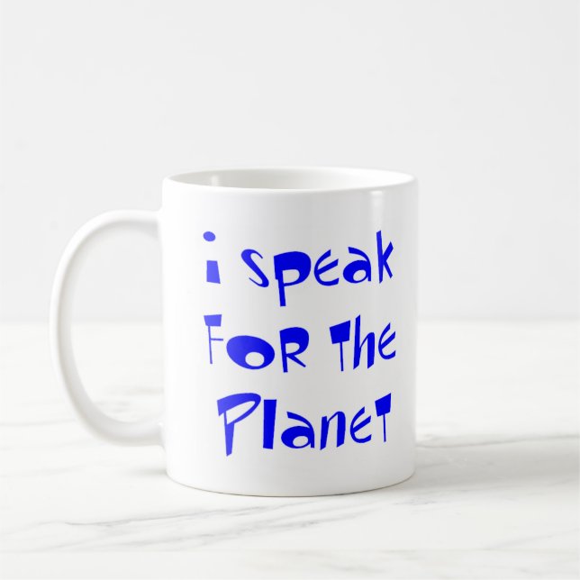 sprechen für den Planeten Kaffeetasse (Links)