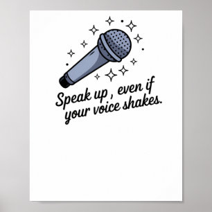 Sprechen hoch - Motivierend Mikrofon-Aufkleber Poster