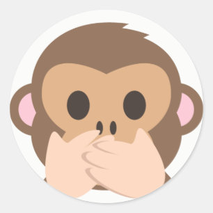 Sprechen-Kein-Übel Affe Emoji Runder Aufkleber