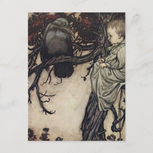 "Sprechen mit den Vögeln" von Arthur Rackham Postkarte (Vorderseite)
