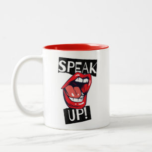 Sprechen Sie auf Zweifarbige Tasse