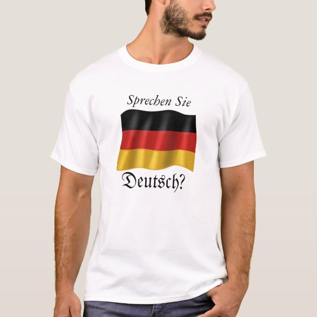 "Sprechen Sie Deutsch" grundlegender T - Shirt (Vorderseite)