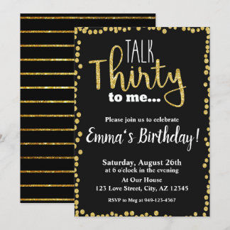 Sprechen Sie dreißig mit mir Glitzer von Schwarzgo Einladung