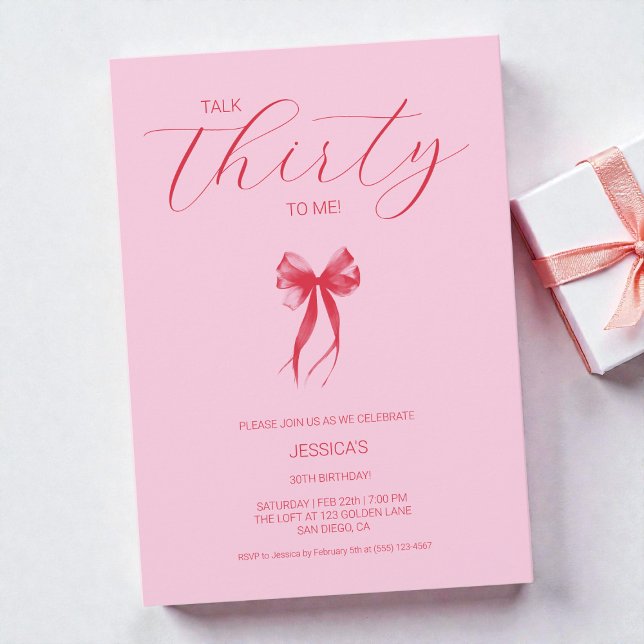 Sprechen Sie dreißig mit mir Rosa Elegantes 30. Ge Einladung (Talk Thirty To Me Pink Elegant 30th Birthday Party Invitation)