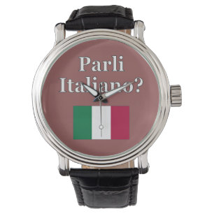 Sprechen Sie Italiener? auf italienisch. Flagge Armbanduhr