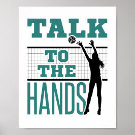 Sprechen Sie mit dem Hands Funny Volleyball Middle Poster