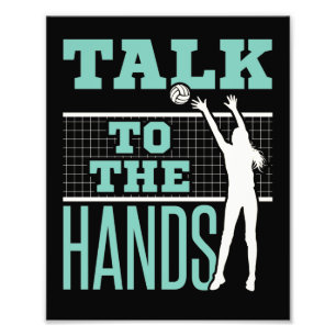 Sprechen Sie mit dem Hands Volleyball Player Block Fotodruck