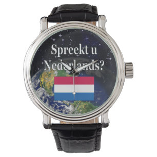 Sprechen Sie Niederländisch? auf Holländer. Flag Armbanduhr