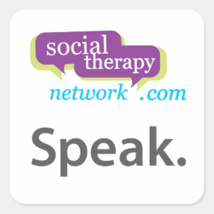 Sprechen Sie. Sozialtherapie-Netz Quadratischer Aufkleber