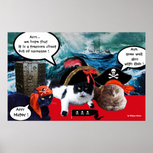 SPRECHENDE PIRATENKATZEN UND SCHIFF IM STURM AUF D POSTER