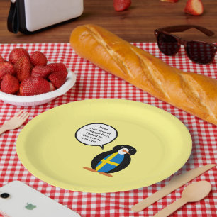 Sprechende Schwedische Flagge Ms. Penguin Personal Pappteller
