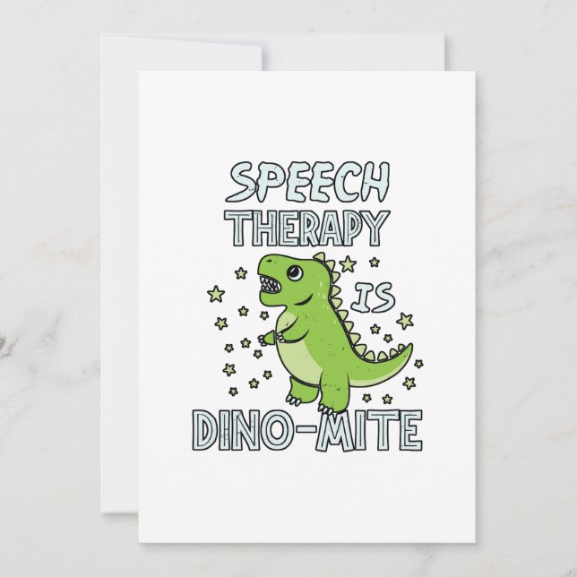 Sprechtherapie ist Dino-Mate-Therapeut Pun Geschen Dankeskarte (Vorderseite)