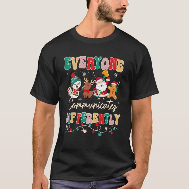 Sprechtherapie Weihnachten Jeder kommuniziert Dif T-Shirt (Vorderseite)