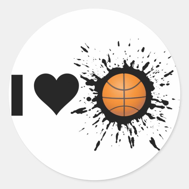 Sprengstoff-I-Liebe-Basketball Runder Aufkleber (Vorderseite)