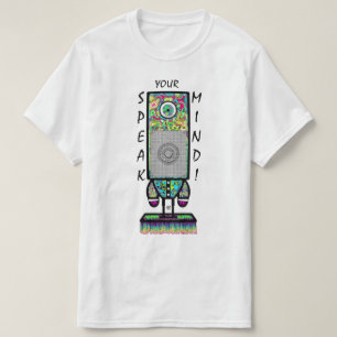Sprich deine Meinung Motto (buntes Zyklopen-Robote T-Shirt