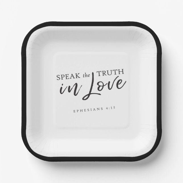 Sprich die Wahrheit in Liebe Ephesians 4:15 Bibelv Pappteller (Vorderseite)