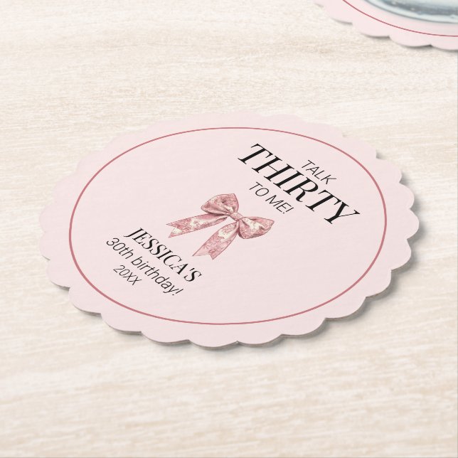 Sprich Dreißig mit mir Elegant Rosa Bow 30. Geburt Untersetzer (angewinkelt)