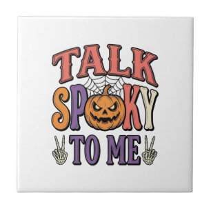 Sprich Gruselig Mit Mir Vintage Halloween-Shirt-De Fliese