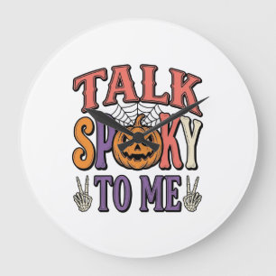 Sprich Gruselig Mit Mir Vintage Halloween-Shirt-De Große Wanduhr