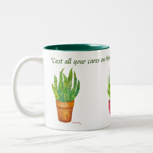 Sprich Jesus Sukkulenten Zweifarbige Tasse (Links)