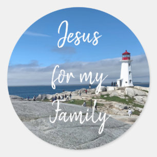 Sprich Jesus über Familien-Rundsticker Runder Aufkleber