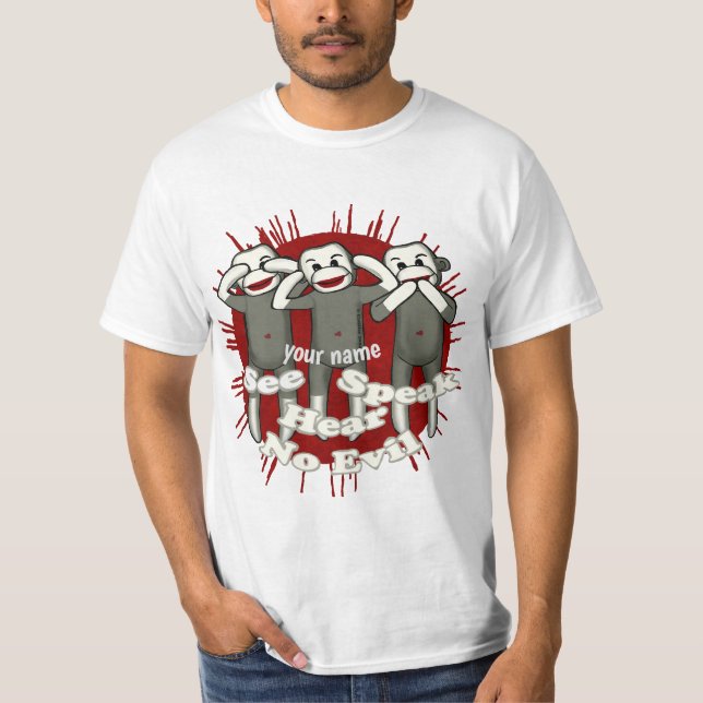 Sprich keine bösen Socken Affen T - Shirt (Vorderseite)