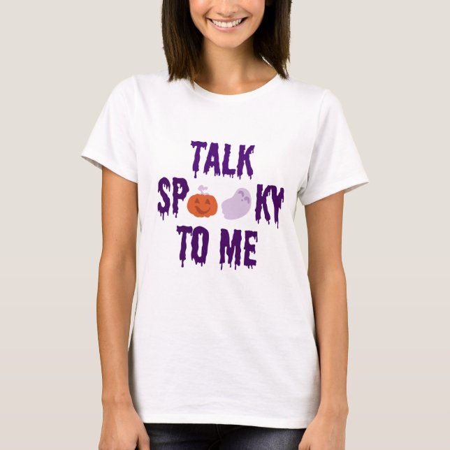 Sprich mit mir Lila Ghost Pumpkin Boo Niedlich T-Shirt (Vorderseite)