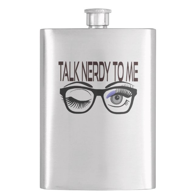 Sprich Nerdy mit mir Geek Glasses Winking Eye Flachmann (Vorderseite)