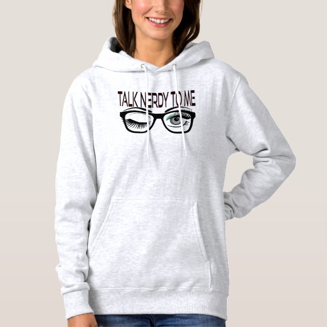 Sprich Nerdy mit mir Geek Glasses Winking Eye Gree Hoodie (Vorderseite)