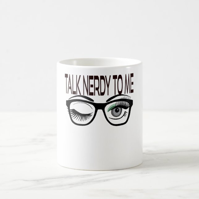 Sprich Nerdy mit mir Geek Glasses Winking Eye Gree Kaffeetasse (Mittel)