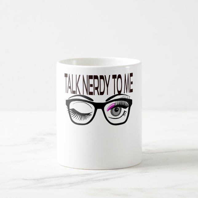 Sprich Nerdy mit mir Geek Glasses Winking Eye Pink Kaffeetasse (Mittel)