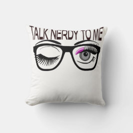 Sprich Nerdy mit mir Geek Glasses Winking Eye Pink Kissen