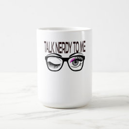 Sprich Nerdy mit mir Geek Glasses Winking Eye Pink Verwandlungstasse