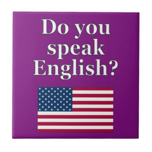 "Sprichst du Englisch?" auf Englisch. Flag Fliese