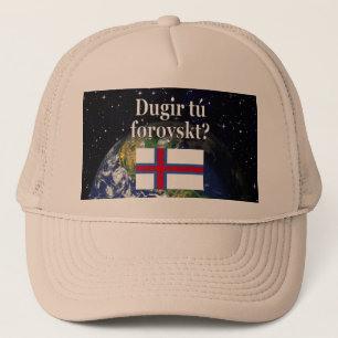 Sprichst du Färöisch? Auf Färöisch. Flag und Leerz Truckerkappe