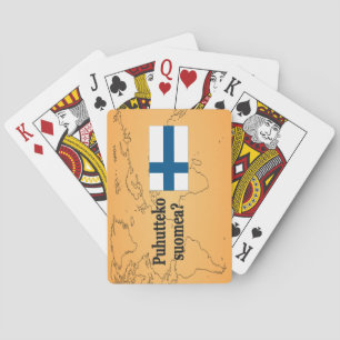 Sprichst du Finnisch? Auf Finnisch. Flaggenbf Spielkarten