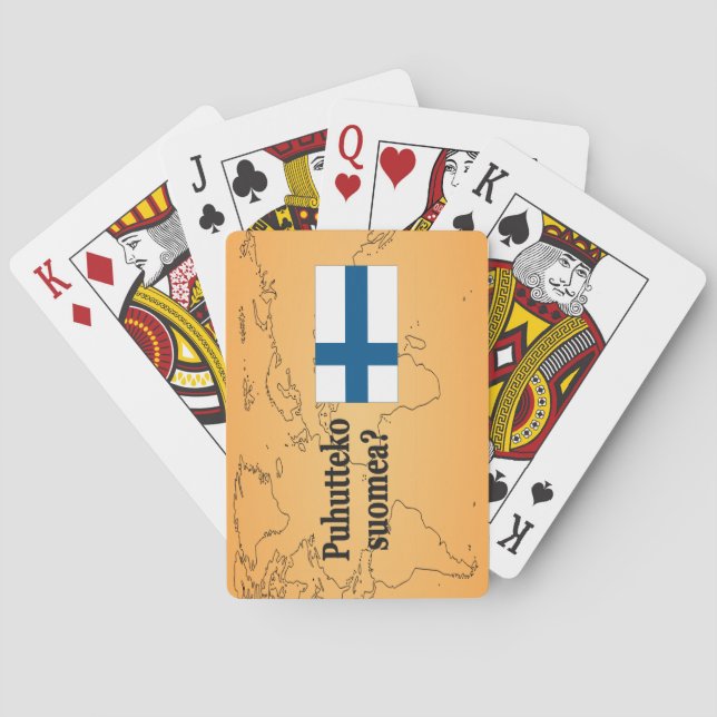 Sprichst du Finnisch? Auf Finnisch. Flaggenbf Spielkarten (Rückseite)