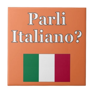 Sprichst du Italienisch? Auf Italienisch. Flag Fliese