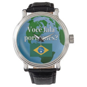Sprichst du Portugiesisch? Auf Portugiesisch. Flag Armbanduhr
