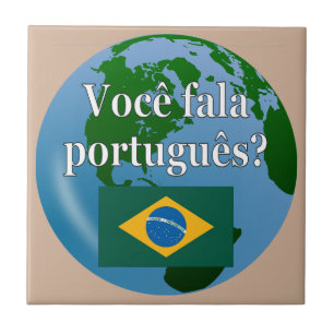 Sprichst du Portugiesisch? Auf Portugiesisch. Flag Fliese