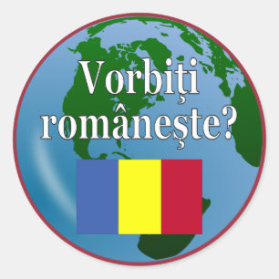 Sprichst du Rumänisch? Auf Rumänisch. Flagge & Glo Runder Aufkleber