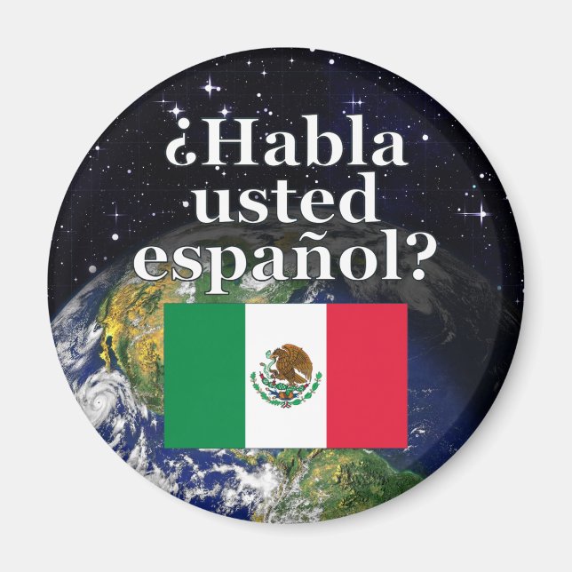 Sprichst du Spanisch? Spanisch. Flag & Erde Magnet (Vorne)