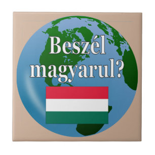Sprichst du Ungarisch? Auf Ungarisch. Flagge & Glo Fliese