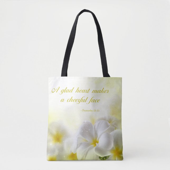 Sprichwort-15:13 % pipe% des Bibel-Vers-| gelbes Tasche (Vorderseite)